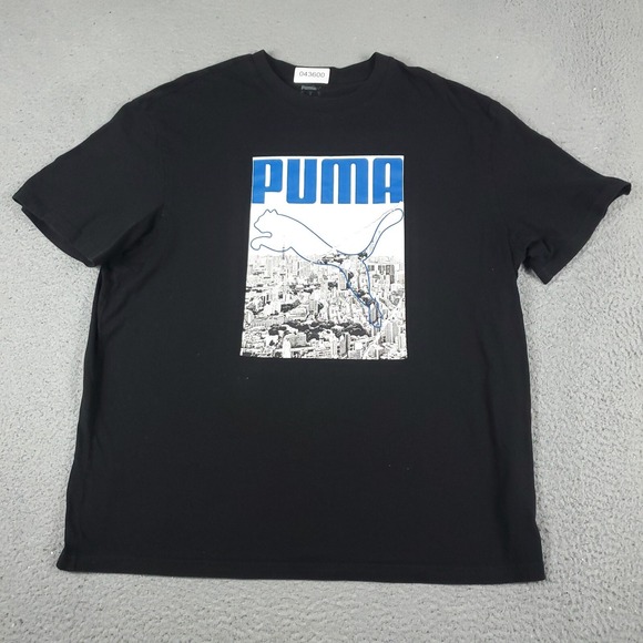 Puma Other - Puma T Shirt Mens Large Black Graphic Short Sleeve Cityscape Logo Tee